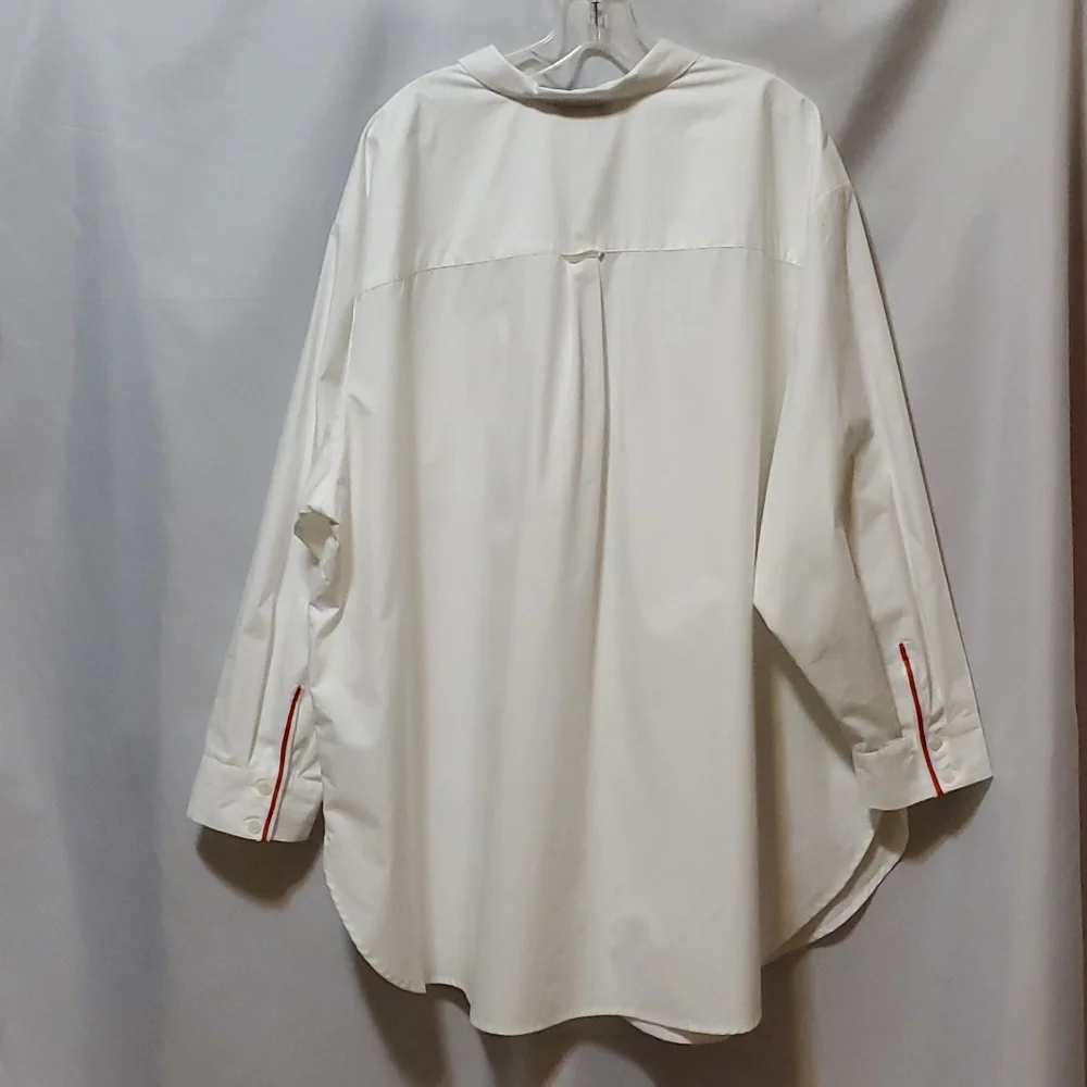 Women’s White Button-Down Shirt - Classic Oversized Button Front - Picture 12 of 16